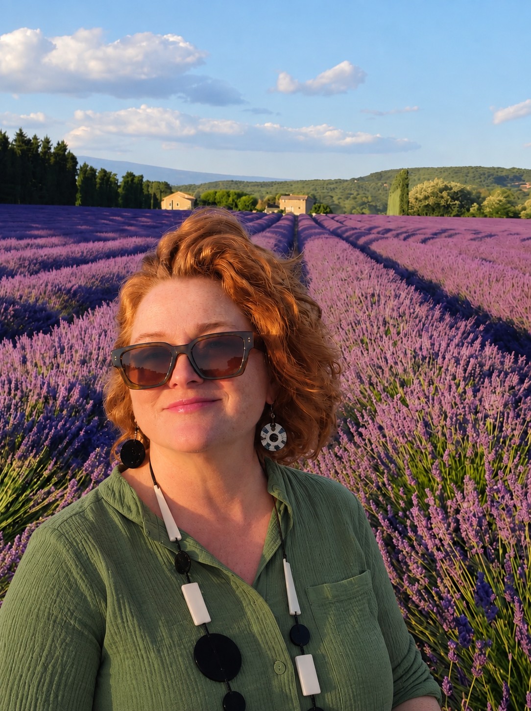 Jamie Leigh, European Travel Specialist, photographed in a lavender field